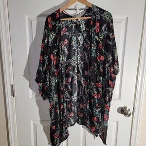 Kimono Cardigan-Floral‎ Print-Women's LG